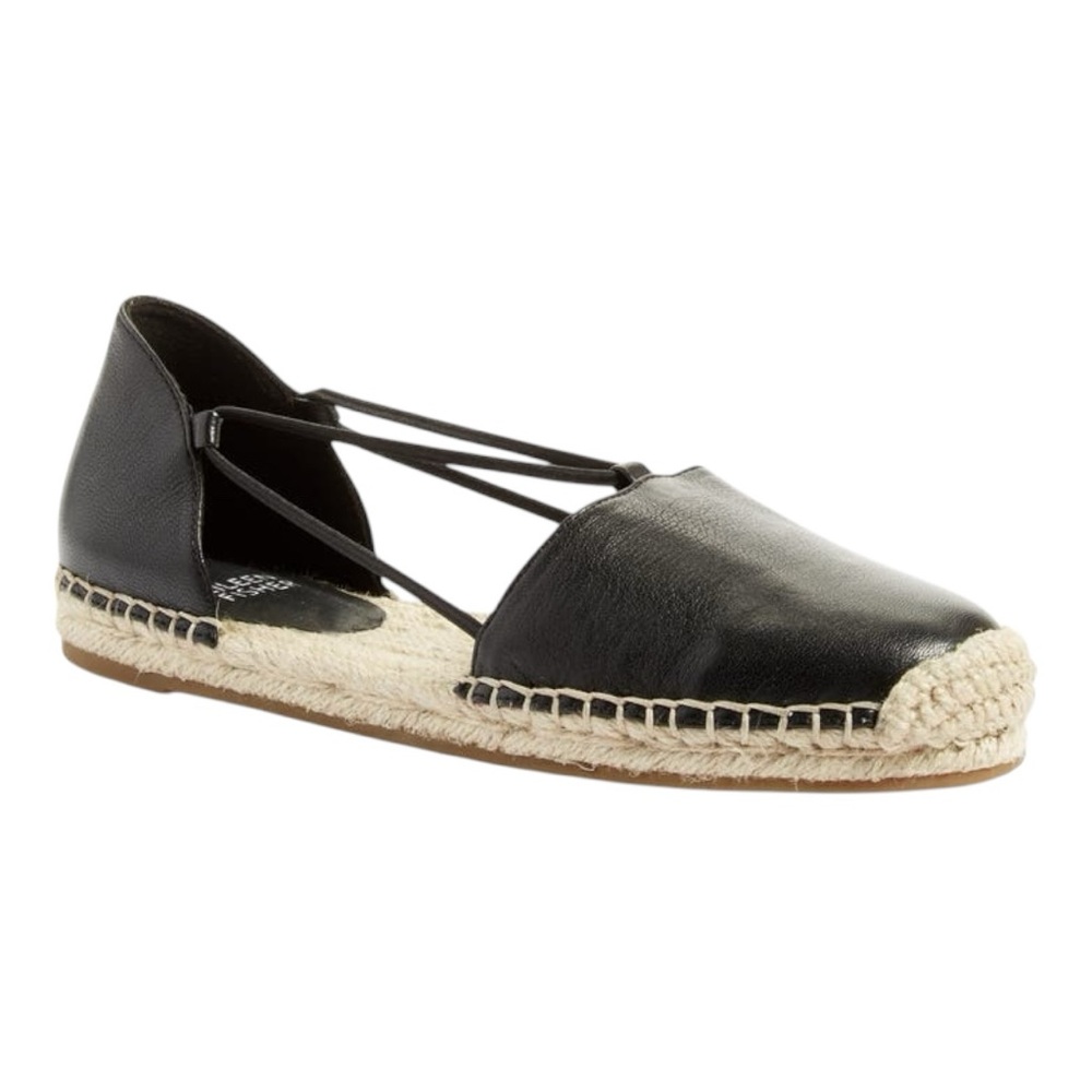 - Eileen Fisher Lee Washed Black Leather Espadrille Shoes